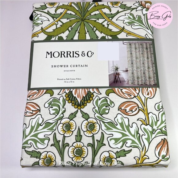 MORRIS & CO Hyacinth Floral Fabric Shower Curtain - Picture 1 of 6